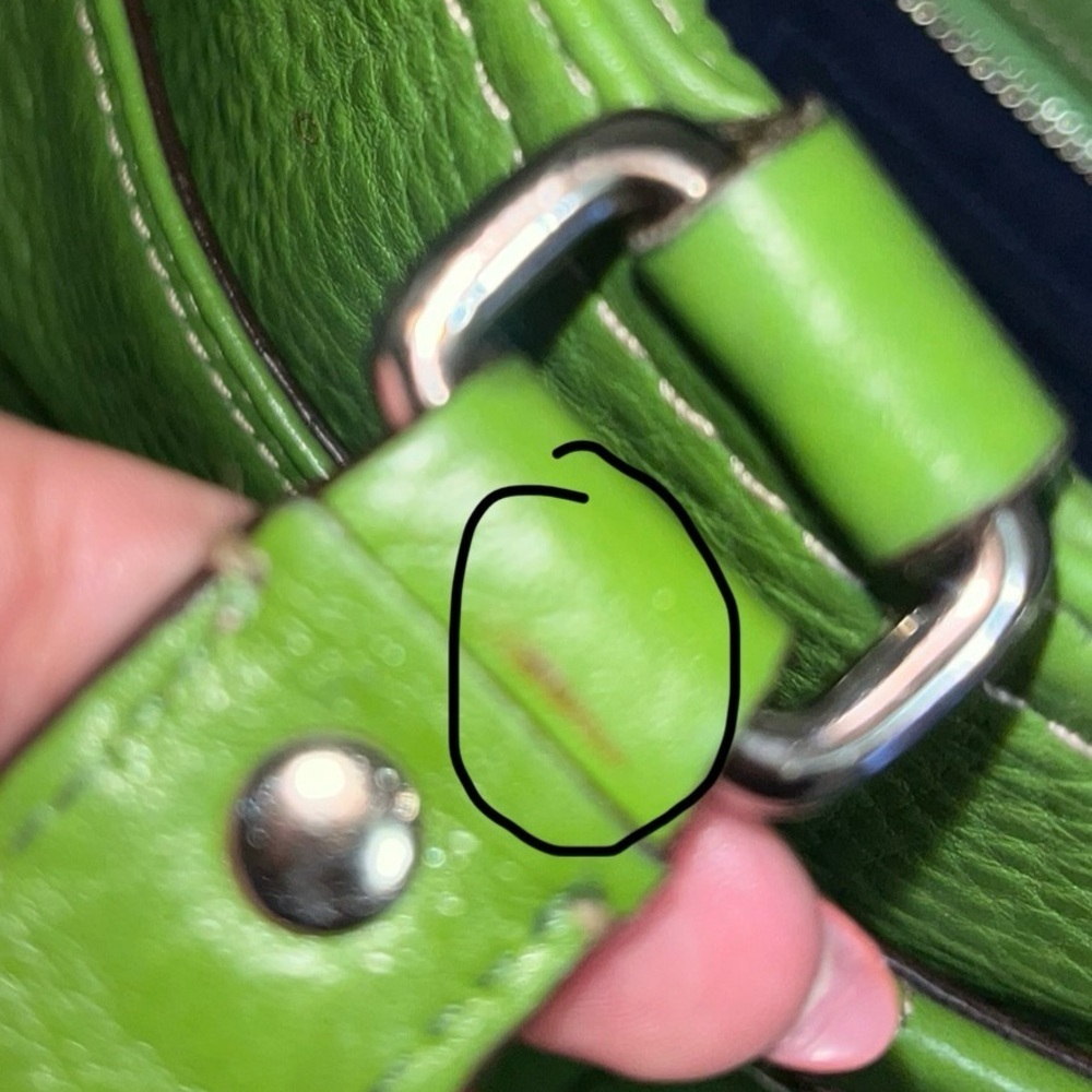 Coach Lime Green Leather Hamilton Shoulder Bag Interior Dark Blue F13083 - Picture 16 of 16